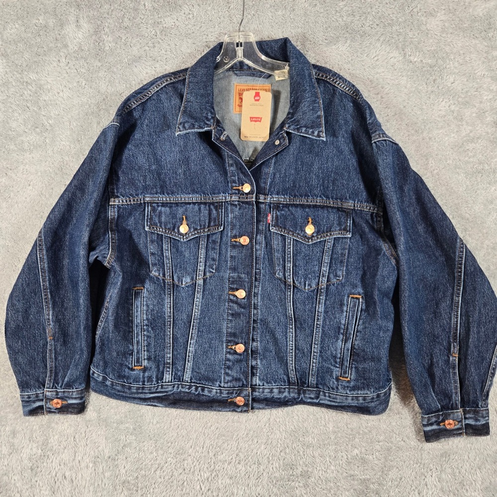 Levis 90s Trucker Jacket Womens XL Dark Wash Denim Oversized A17430045 NEW